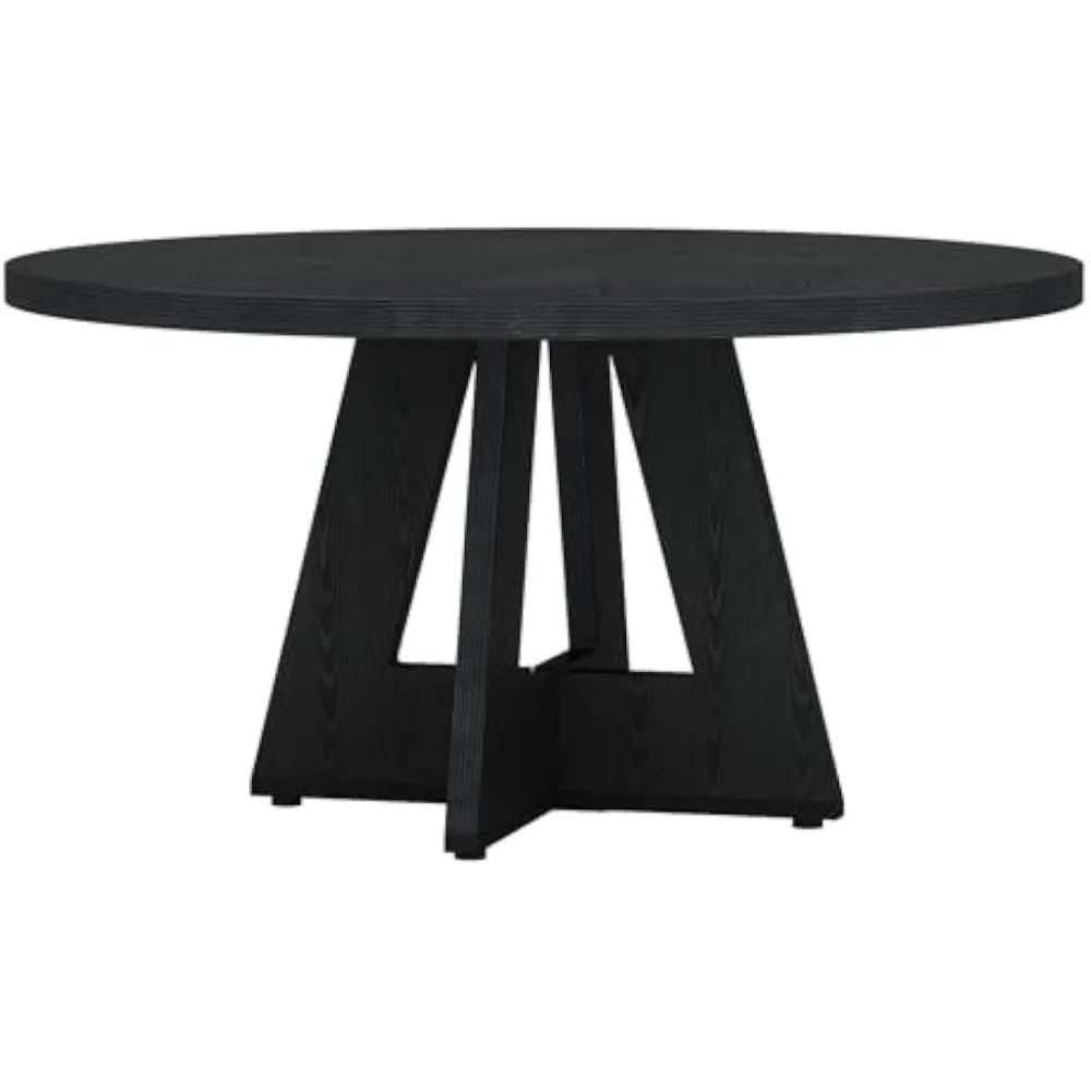 

47-Inch Round Conference Table for 4-6 People, Wooden Meeting Room Table with Thicken Tabletop and Wood Base, Modern Meeting Tr