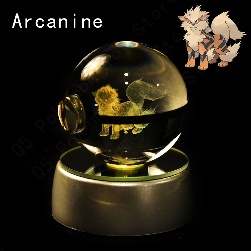 Pokemon 3D Kristallkugel Pikachu Gengar Mew Mewtwo Figuren Lampenständer Pokeball 3D Pokemon Glaskugel Statue Geburtstagsgeschenk