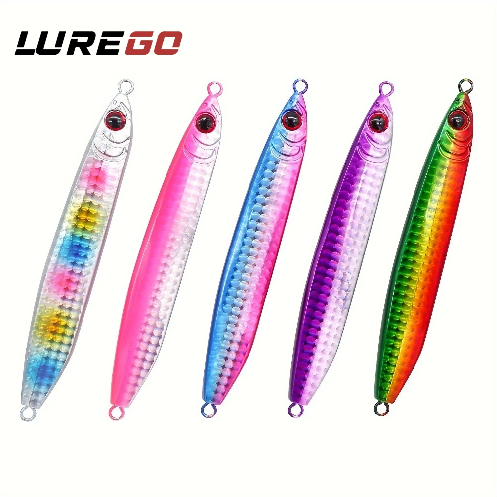 1 Stück 60g-100g Jig für Salzwasser, Slow Jigging Pitching Köder-Set, Blei-Jigs, Vertikale Jigging Kunstköder mit Leuchtstab