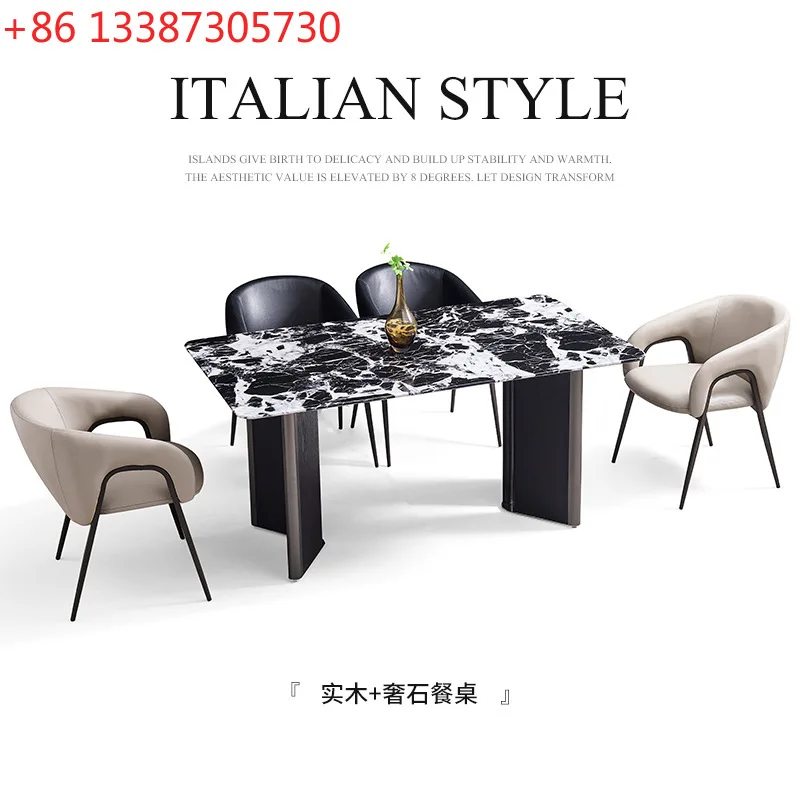 

Luxury stone dining table Light luxury household high-end small apartment rectangular eating table