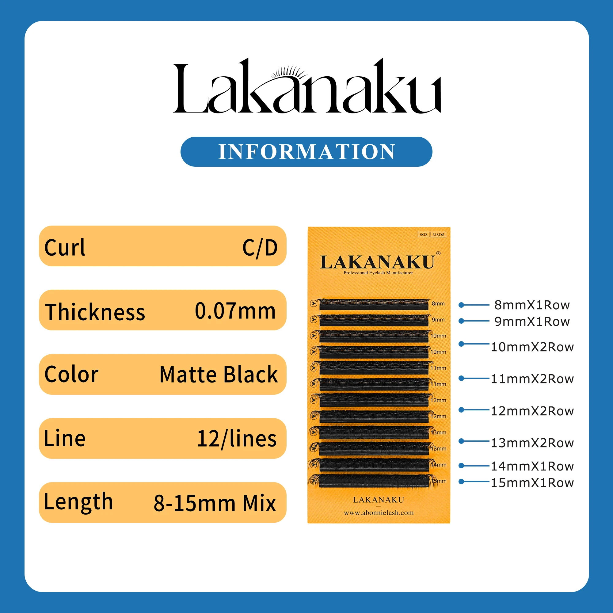 LAKANAKU YY-Form 8-15mix Schwarze Wimpern 0,07mm Faux Mink C/D Curl Natürliche Weiche Brasilianische Vorgefertigte Volumen-Wimpernverlängerung – Detail 5