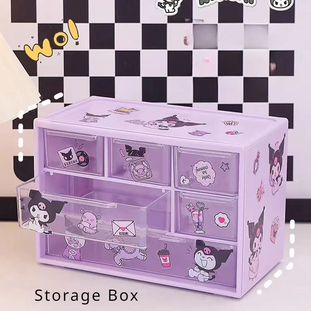 Anime Sanrio Kawaii Storage Box Kuromi Melody Cinnamoroll Diy Drawer Case Toys Pochacco Jewelry Shelf Birthday Student Gifts