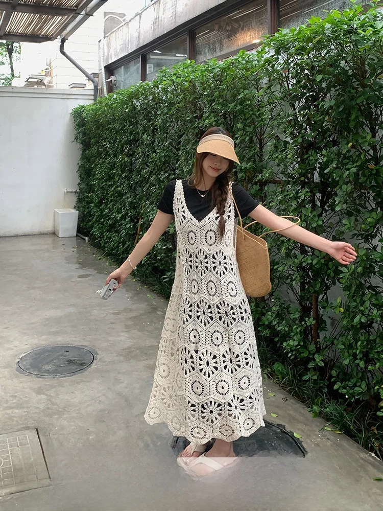 

Повседневный многослойный жилет с цветочным принтом и крючками, женский летний комплект из двух предметов для похудения, модная хлопковая футболка для поездок на работу