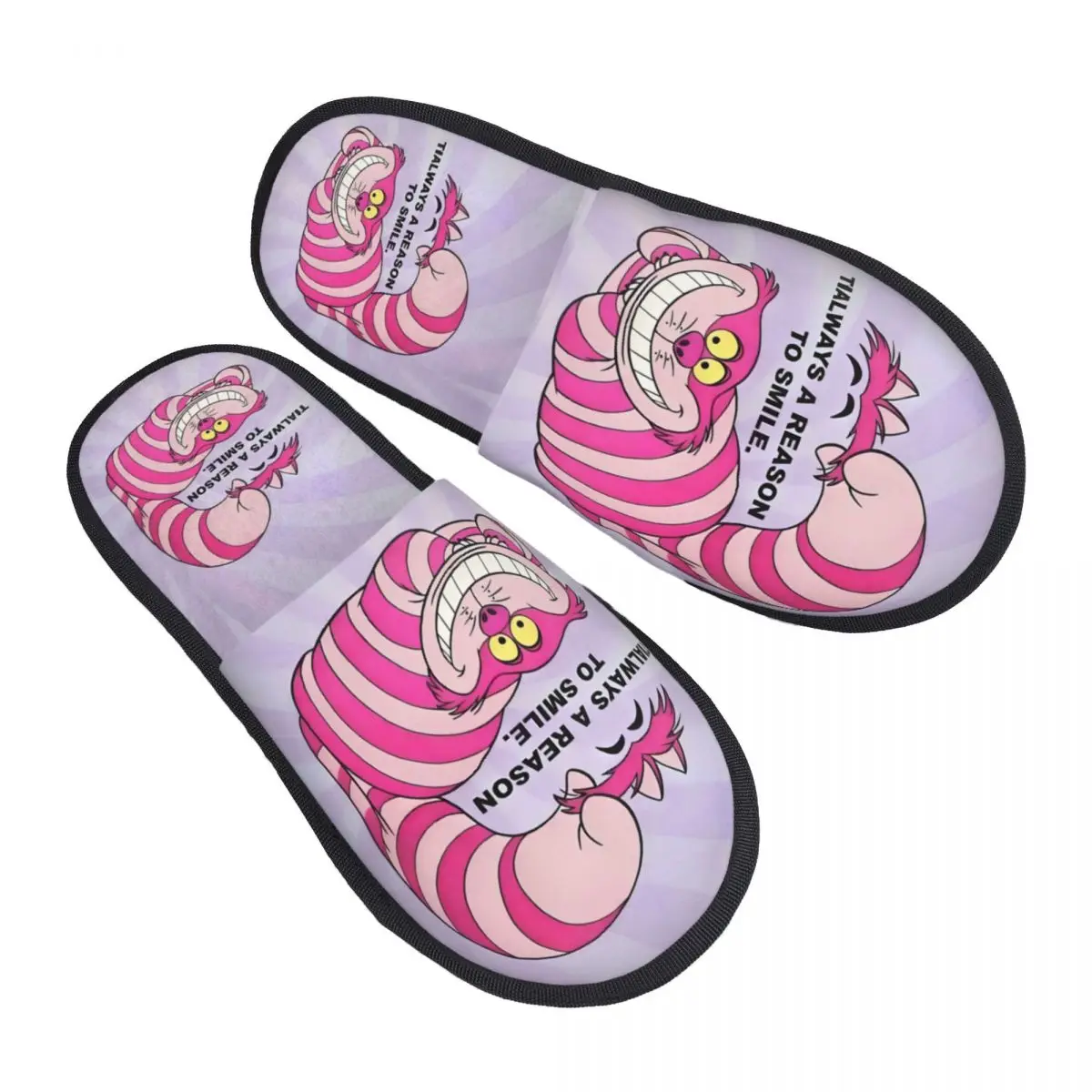 Изготовленные на заказ тапочки из пены с эффектом памяти «Алиса в стране чудес», Чеширский кот, просто улыбка, женские мягкие теплые домашние тапочки