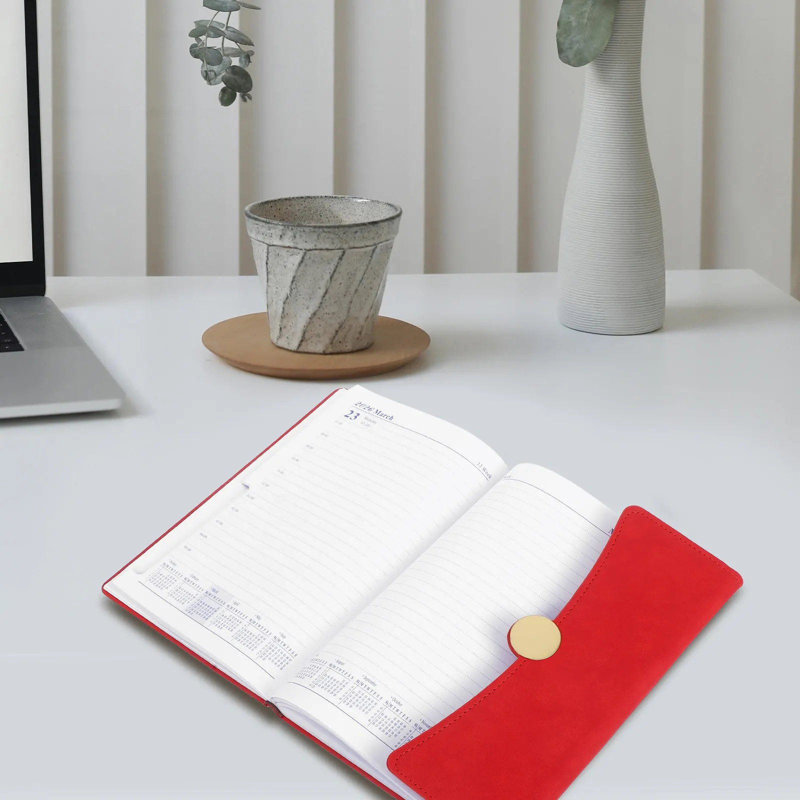 Daily Planner Notebook Calendar 2026 Stylish PU Cover Monthly Index Tabs for Work Study School Office Journal Organizer