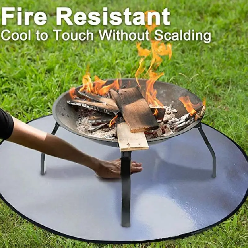 11inch Round Fireproof Grill Mat Fire Pit Mat Lawn Protection Mat For Home Barbecue Outdoor Patio Fireplace Stove Camping Party