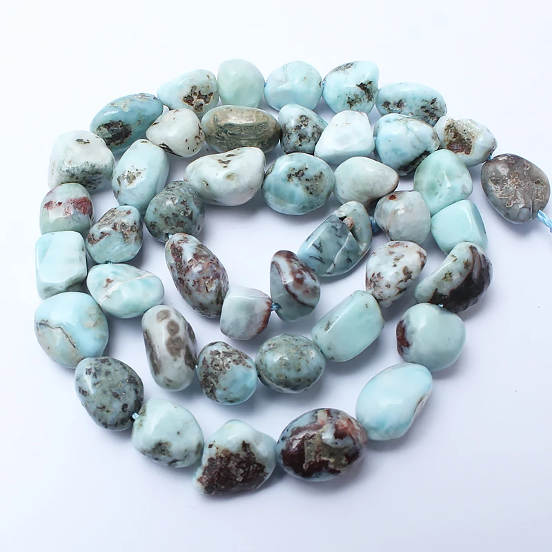 8-10mm Natual Irregular Blue Larimar Stone Beads Loose Spacer Beads for Jewelry Making Bracelet Charms Necklace Accessories 15\