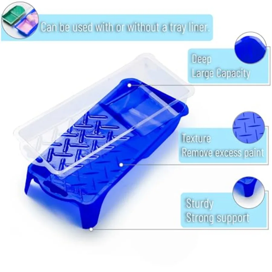 Bates- 2 Inch Foam Paint Roller Kit, 10 Pack Small Paint Roller Kit 1x Plastic Paint Tray 2x Clear Disposable Tray Liners 1x Ro view 4