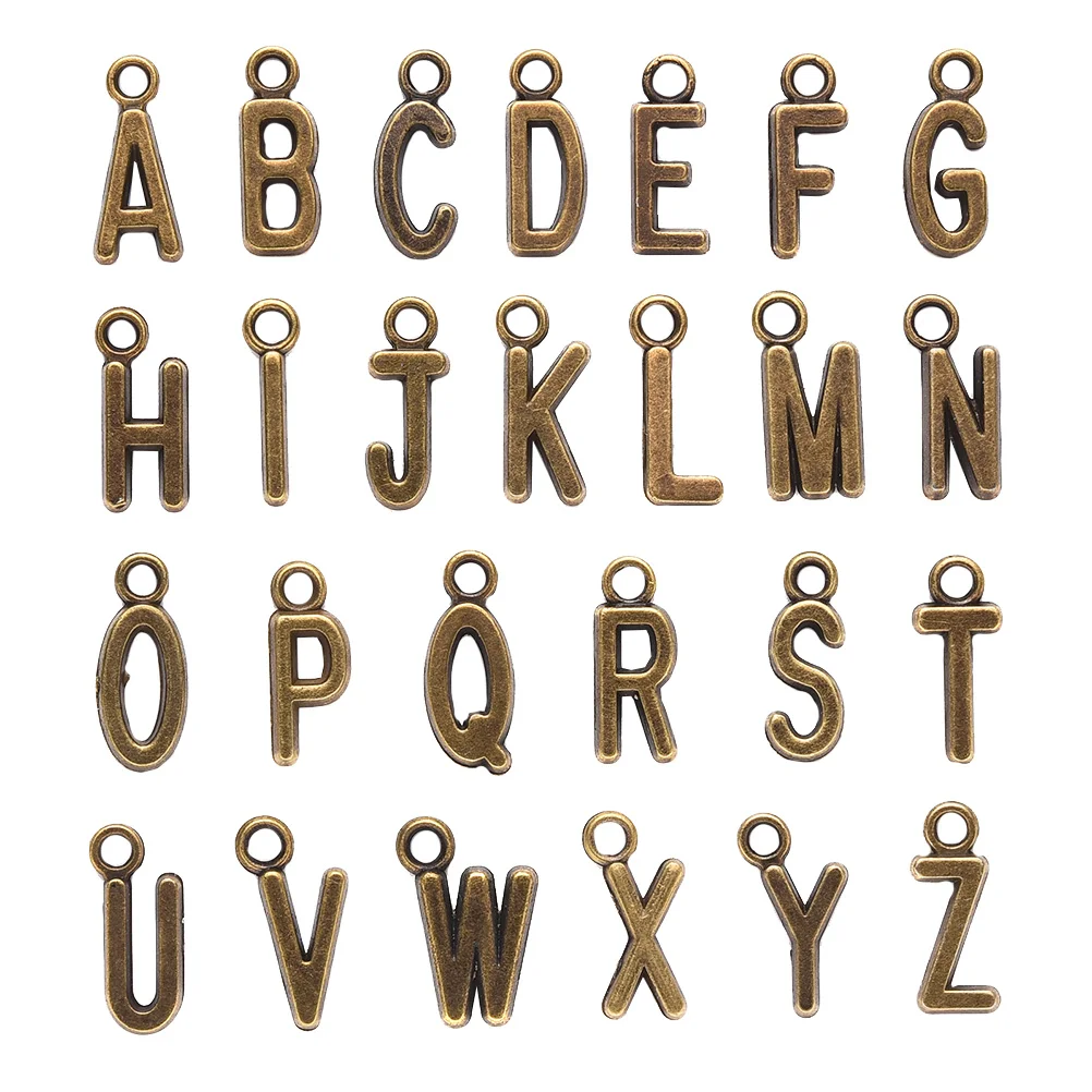 

26pcs Letter Pendant Charms Alloy Retro English Shape Diy Jewelry Accessories Necklace Bracelet Mini Letters Long Use