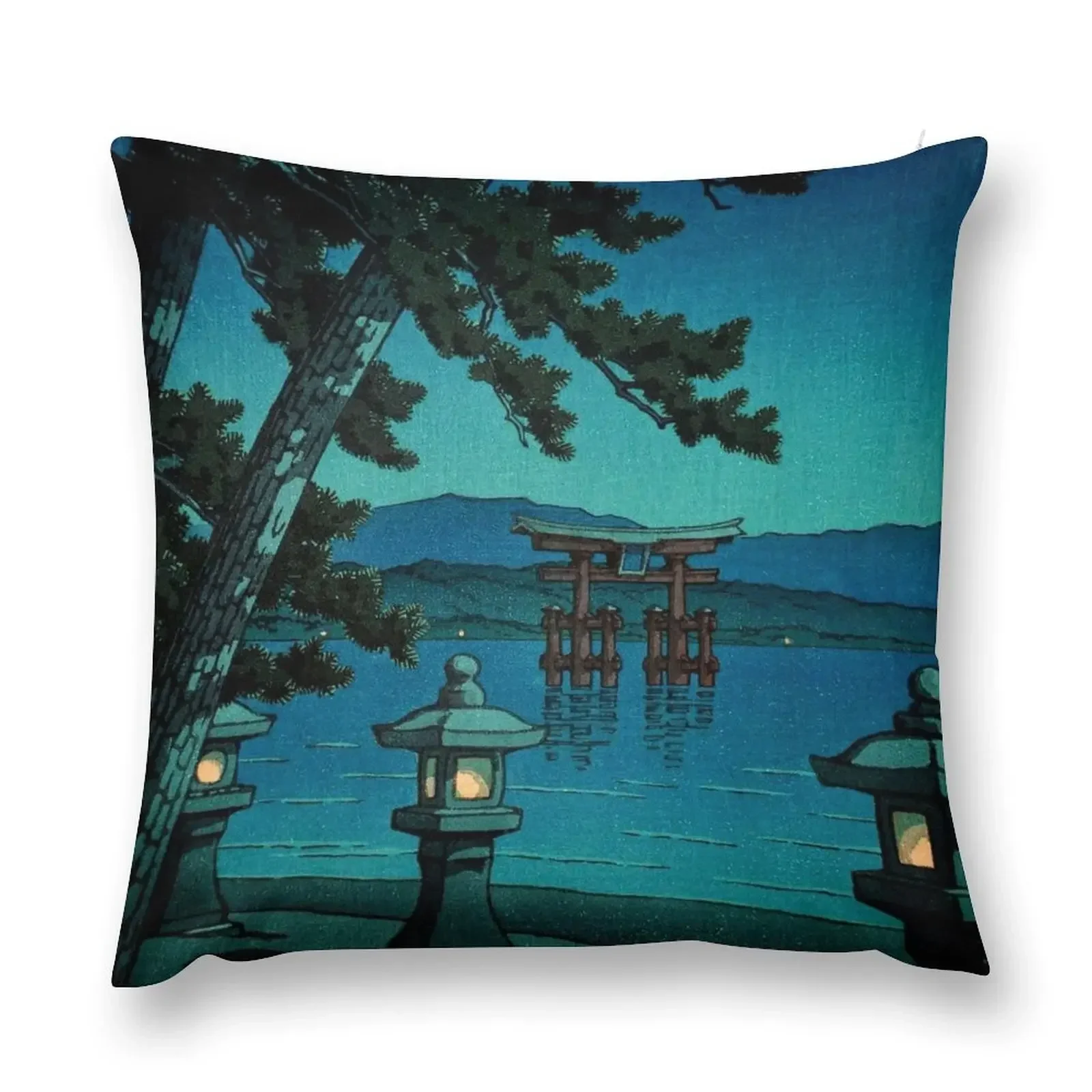 

Japanese Moonlit Night Gate Sea Hasui Kawase Throw Pillow Christmas Cushion For Home Cushions For Sofa pillow