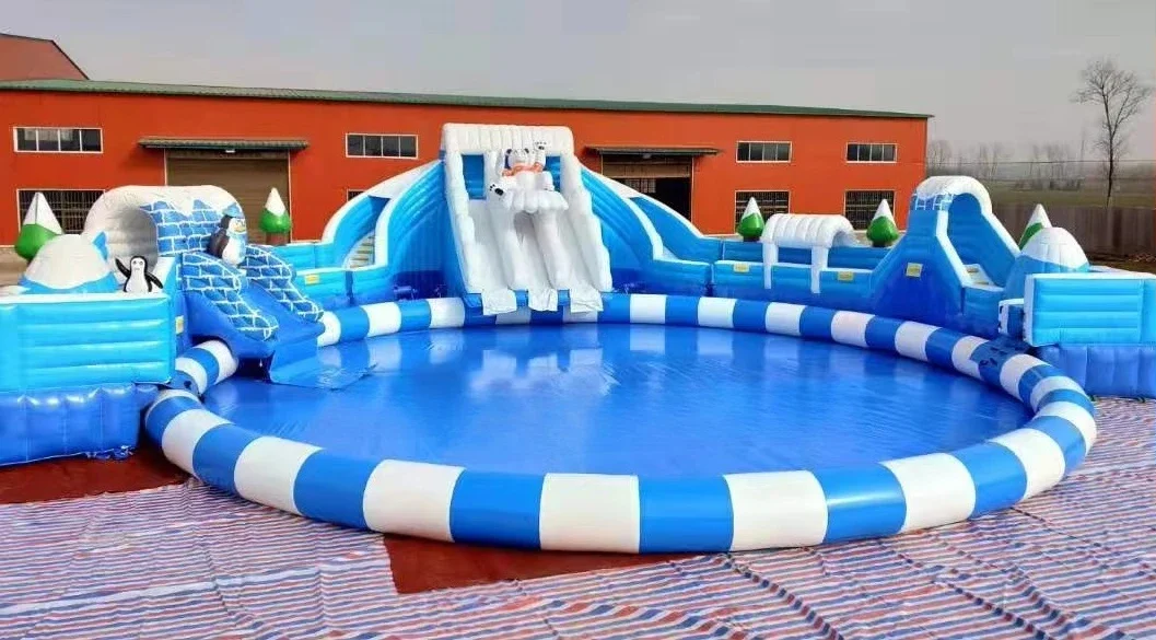 Huge Water Slide Park for Kids and Adults Inflatable Splash Pool Inflatable Outdoor Jumping  Water Pool Slide