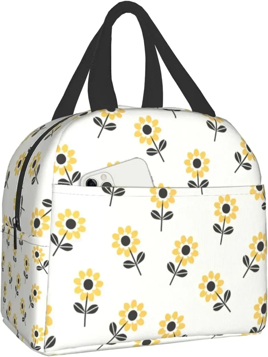 

Cute Yellow Daisy Lunch Bag Handbag Women's Lunch Bag School Work Travel Outdoor Picnic Insulation Lunch Container