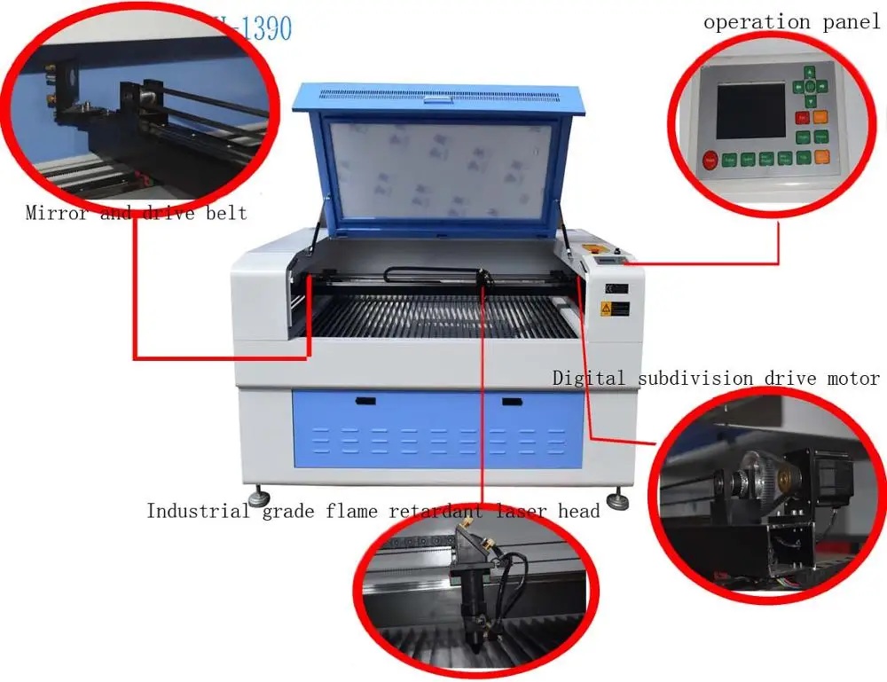 1390 Macchina per incisione laser Co2 80w 100w 130w 150w Macchina per il taglio della pelle del tessuto acrilico del legno