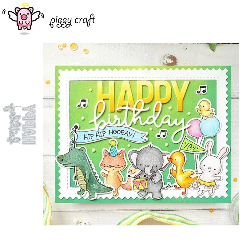 Piggy Craft Metall-Schneidewerkzeuge Schneidform „Alles Gute zum Geburtstag“-Schriftzug Scrapbook-Papier-Bastelform Klingenschablonen Stanzformen Papierschnitt