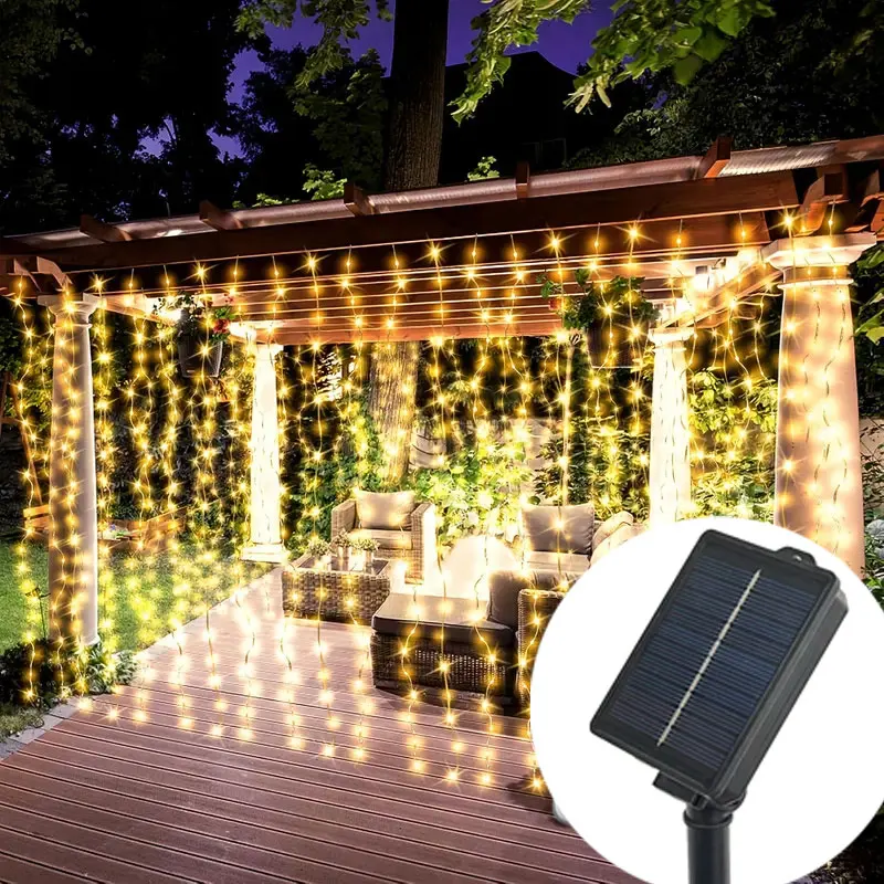 

Solar Curtain Light LED Outdoor Waterproof 100/200/300/600leds Garland Decoration String Lights Yard Fairy Garland String Lights