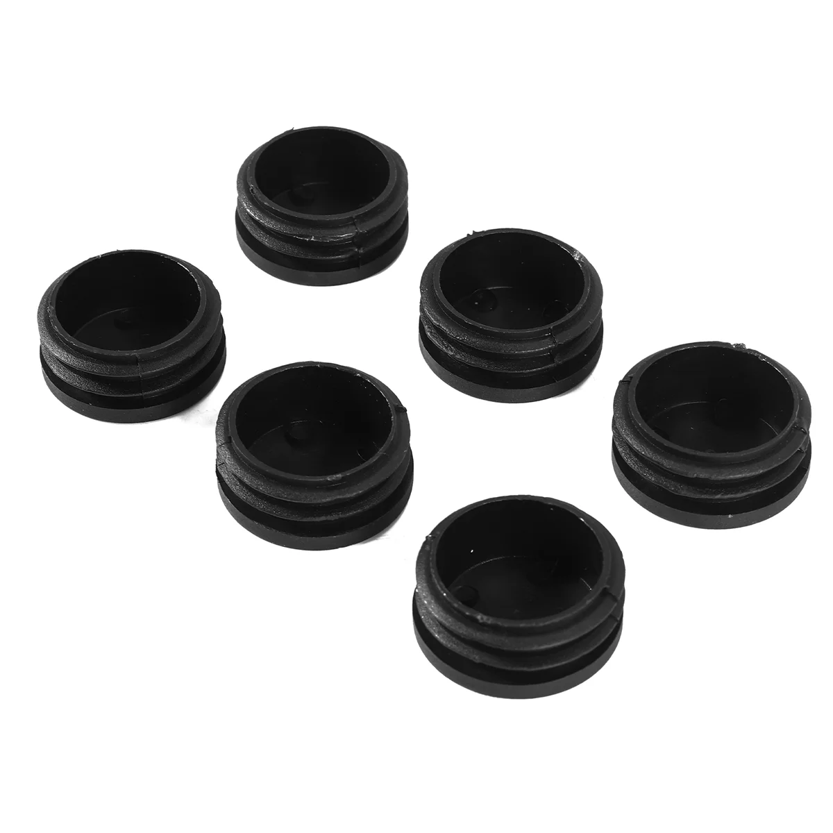 6 uds tapa de extremo ciego de plástico cubierta de tapón de inserción de tubo 40mm negro