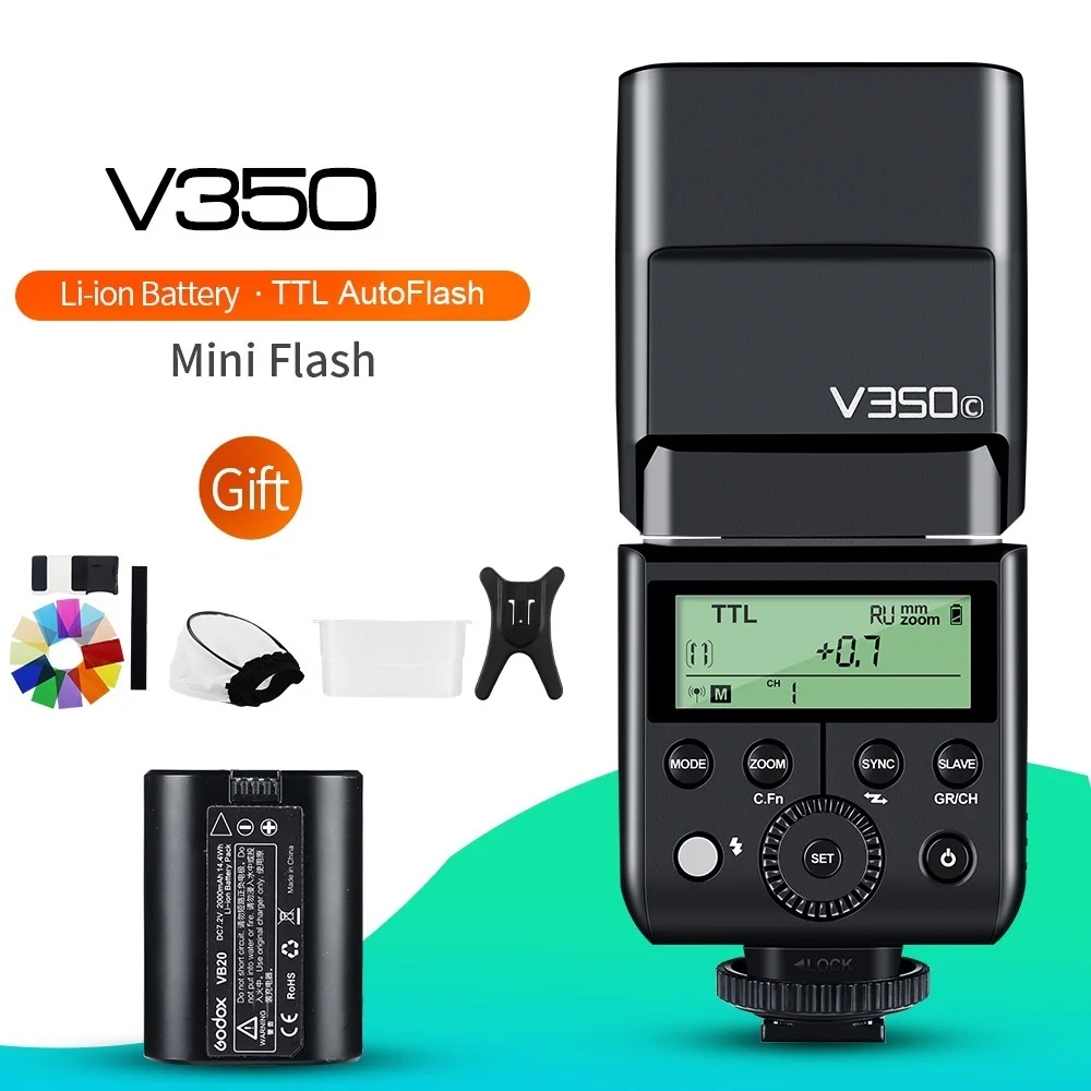 To V350C V350N V350S V350F V350O TTL HSS Camera Speedlite Flash Built-in Lithium Battery for Canon Nikon Sony Fuji Olympus