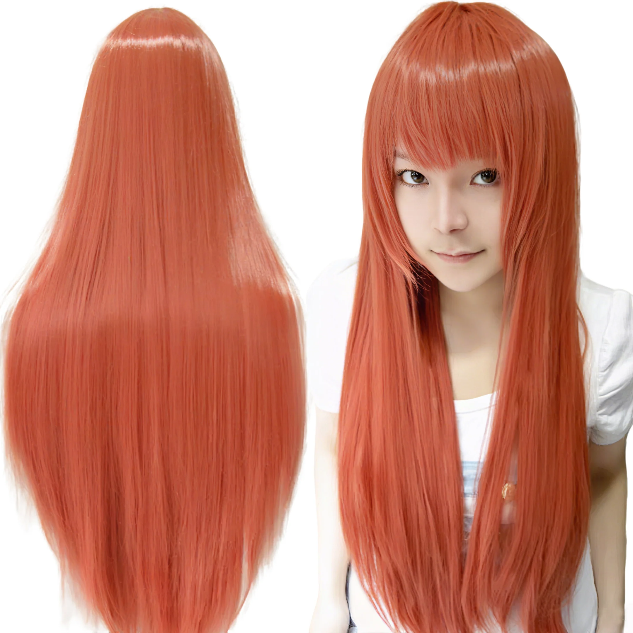 

Synthetic Hair Chika Takami Cosplay Apricot Wig Long Straight Anime Wig for Halloween Costume Akane Hino