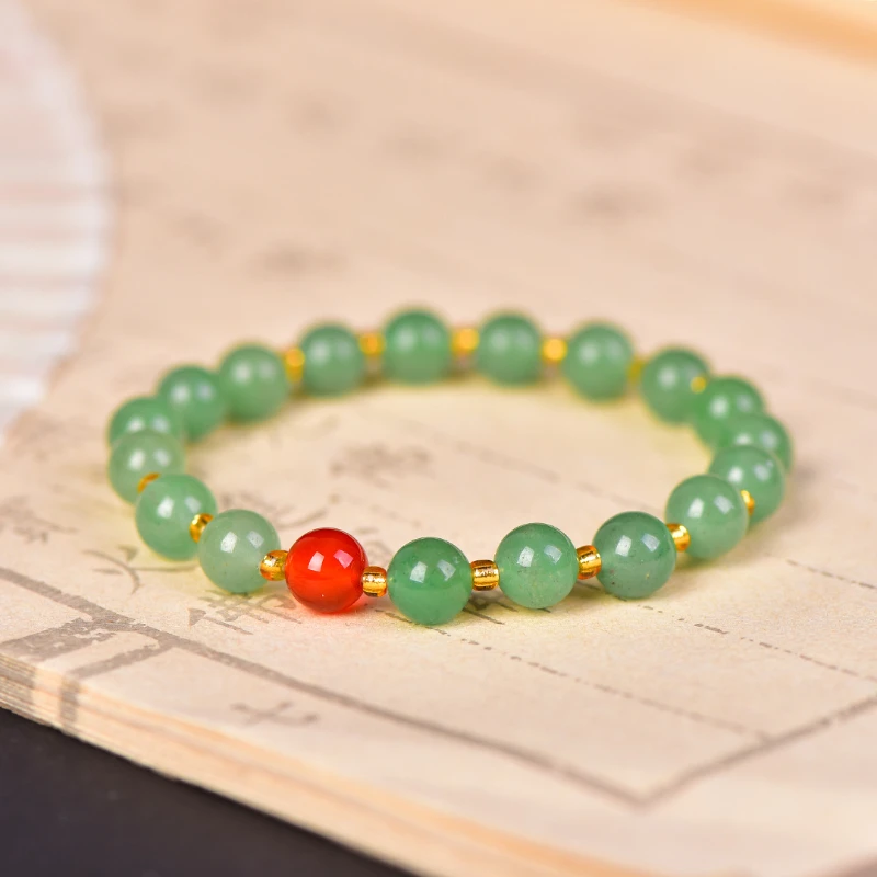 Jade natural Xinjiang gold silk jade bracelet, women's Tianshan Cui natural multi-treasure colored jade bracelet beaded.