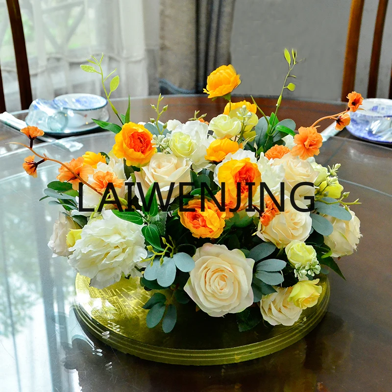 

Hotel Dining Table Fake Flowers Living Room and Hotel Restaurant Turntable Middle Table Decoration Floral Ornaments