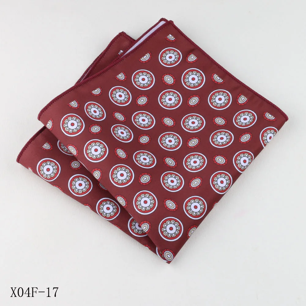 27CM Oversized Pocket Square Mens Casual Vintage Red Flower Printed Handkerchief Wedding Party Style Neckwear Shirt Accessories