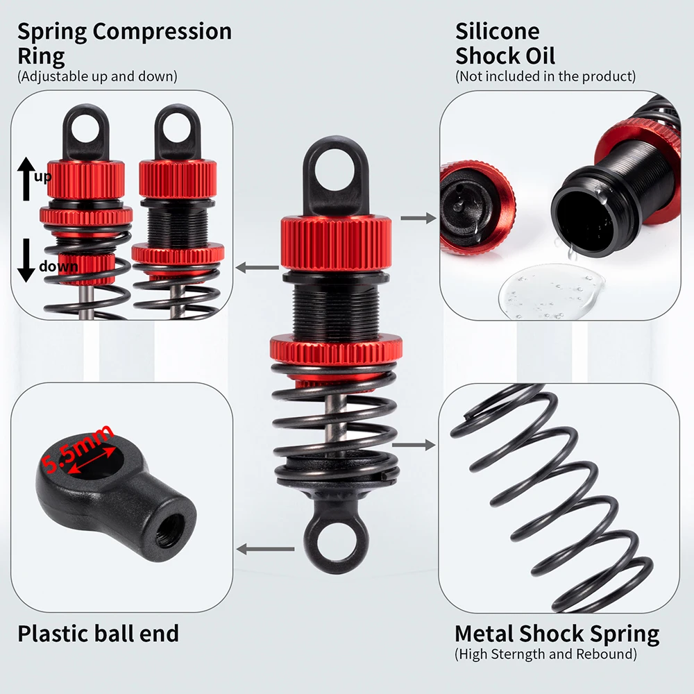 YEAHRUN 4Pcs Aluminium Alloy Oil Shock Absorbers 50/52mm for Tamiya M03 M04 M05 M06 1/10 RC Drift Car Upgrade Parts view 6