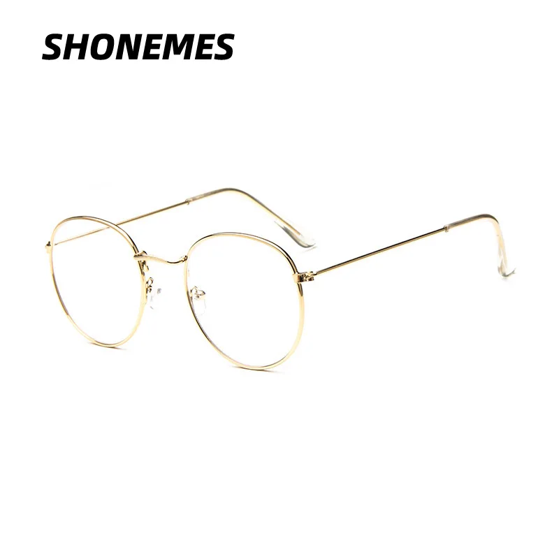 SHONEMES Klasyczne okrągłe okulary Metalowa rama Retro Zwykłe okulary Złoto Srebrne Czarne dla mężczyzn i kobiet