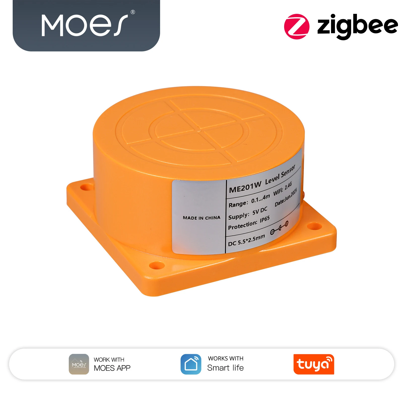 

MOES Tuya Zigbee умный ультразвуковой датчик уровня жидкости монитор резервуара для воды с уведомлением о тревоге в реальном времени приложение удаленный детектор