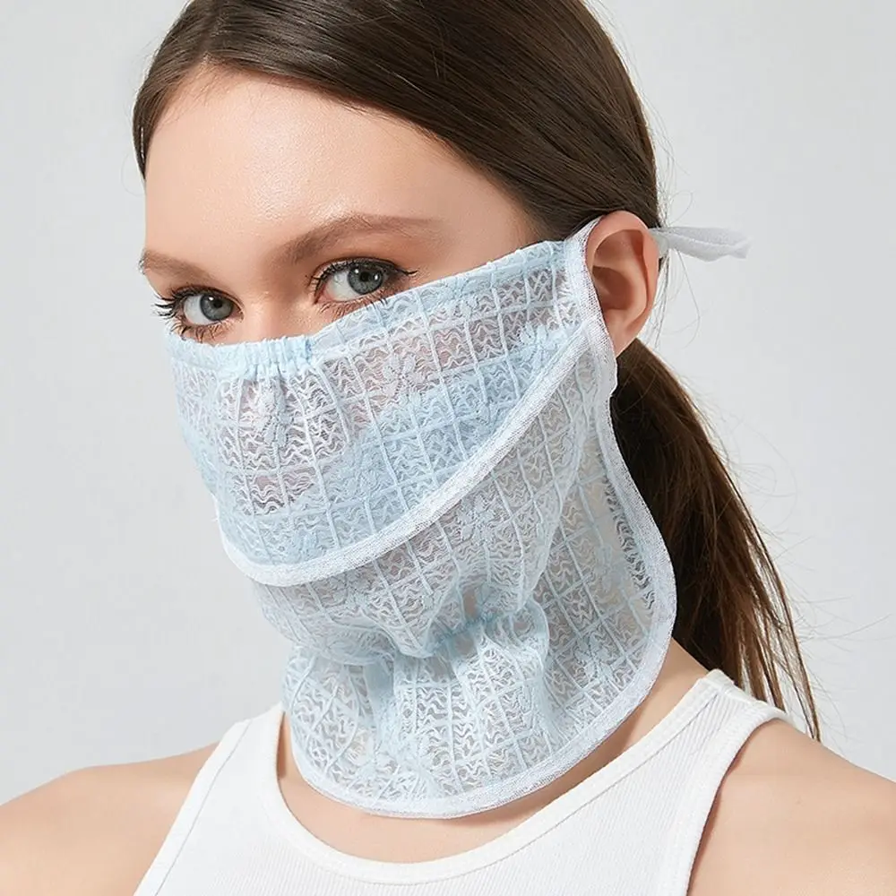 Kant Voor Dames Zomer Zijden Sjaal Zon Uv Bescherming Nek Bescherming Zonnebrandcrème Masker Zonnebrandcrème Sluier Anti-uv Gezicht Sjaal