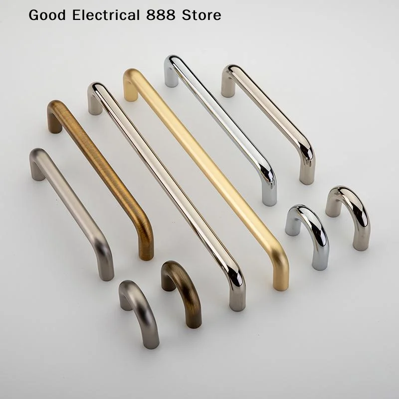 【G】Solid U-Shaped Cabinet Door Handles Bright Silver Brushed Copper Kitchen Cabinet Drawer Wardrobe Door Pulls Furniture Handles