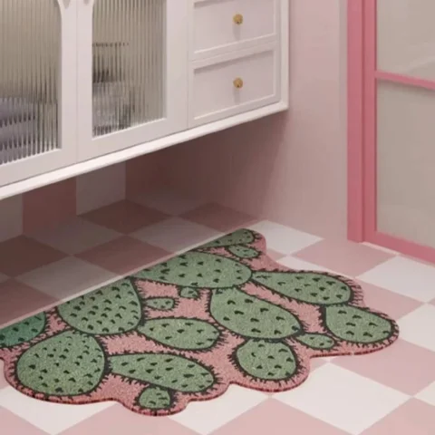 따뜻한 조류 녹색 식물 나뭇잎, 가정용 욕실 미끄럼 방지 바닥 매트, 부드러운 규조 진흙 흡수 매트, 욕실 카펫