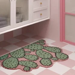 Warm algae green plant leaves ins home bathroom non-slip floor mat soft diatom mud absorbent mat bathroom carpet