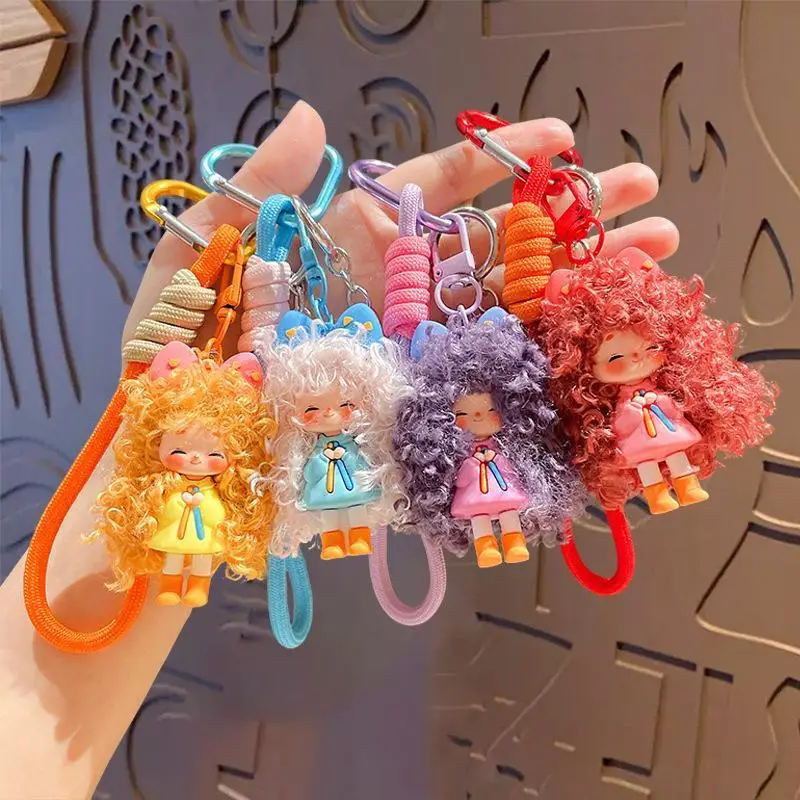 Cartoon Flauschiges Haar Coole Mädchen Schlüsselanhänger - Milchtee-Serie Schlüsselanhänger Taschenzubehör für Trendige Mädchen als Kreatives Geschenk – Detail 2