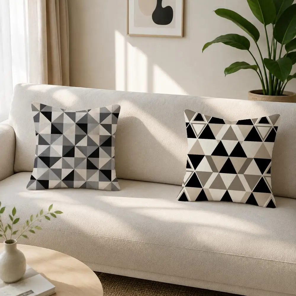 Pattern Triangle Array Cushion Cover Soft Plush Cushion Covers Fluffy Throw Pillow Cases for Sofa Bedroom Home Decor