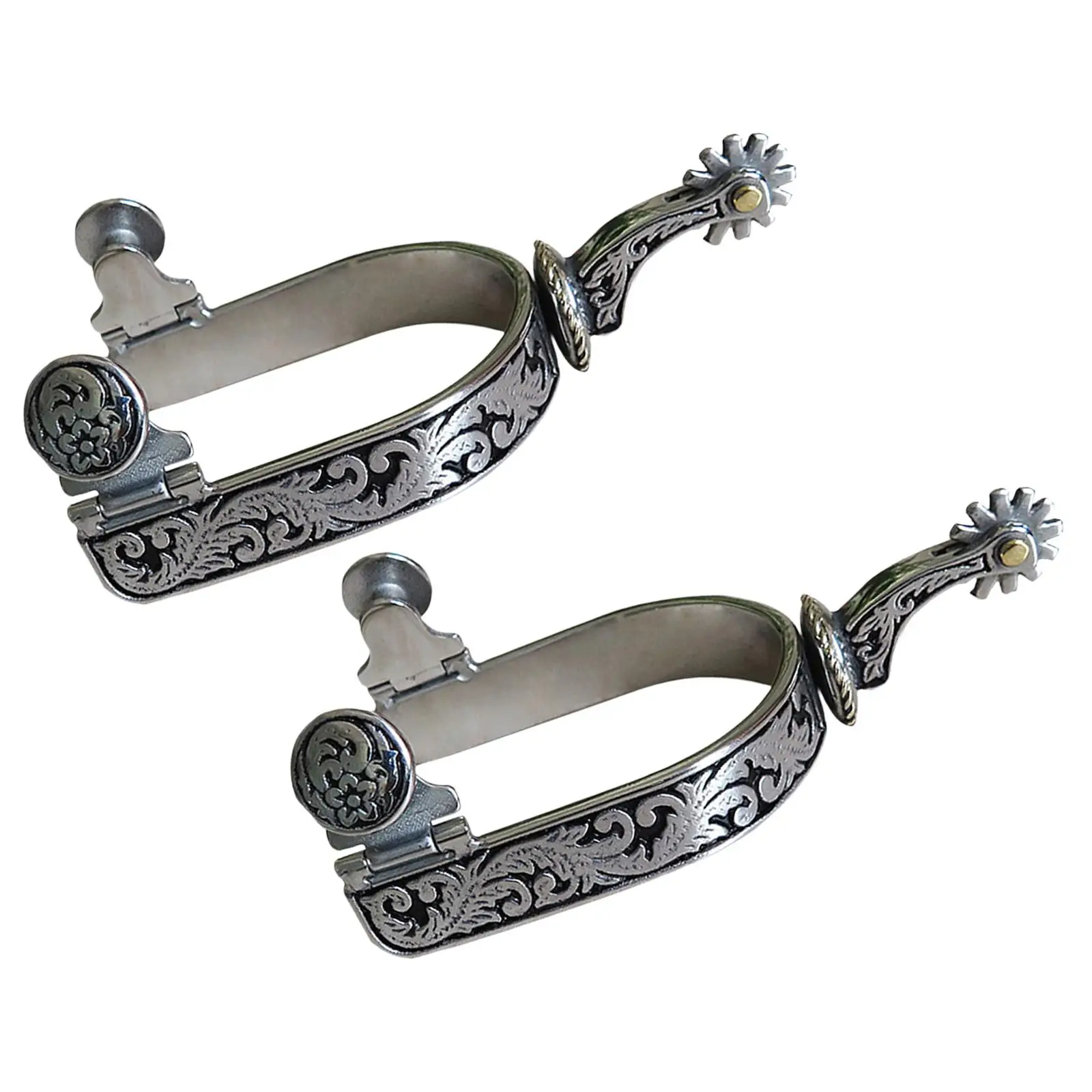 2Pcs Horse Spurs with Gear Smooth Engraved Boots Spurs Equestrian Accessory