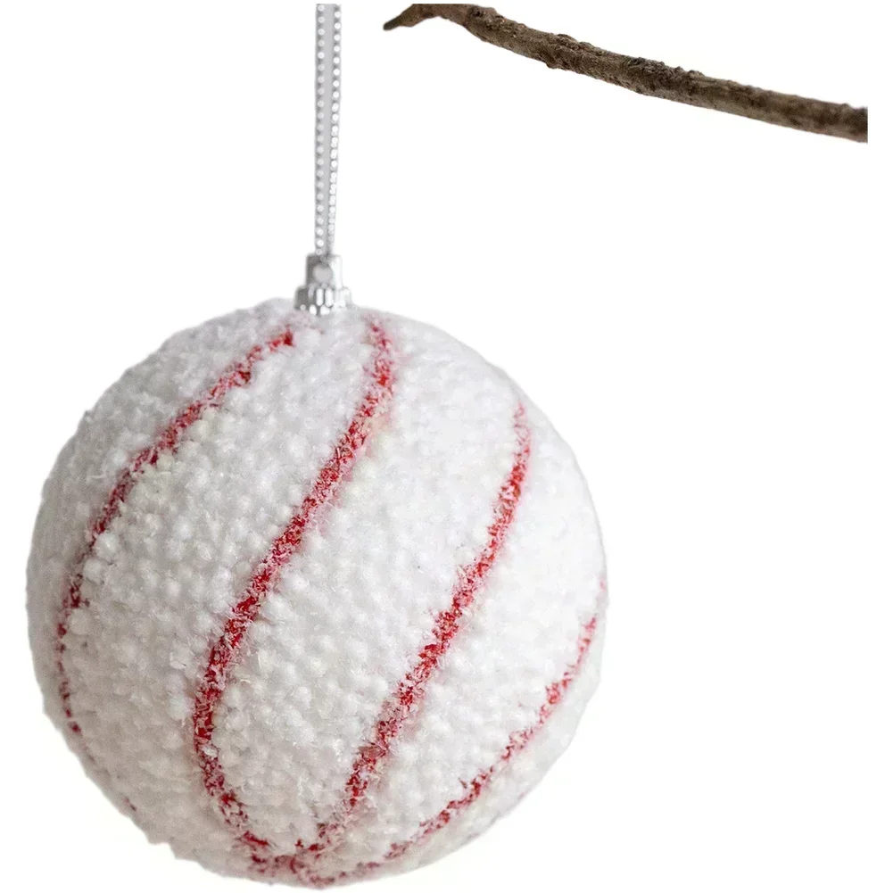 8cm Diameter Lightweight Foam Christmas Balls Ornaments Red White Snowflake Patterns Decorations For Holiday For Tree