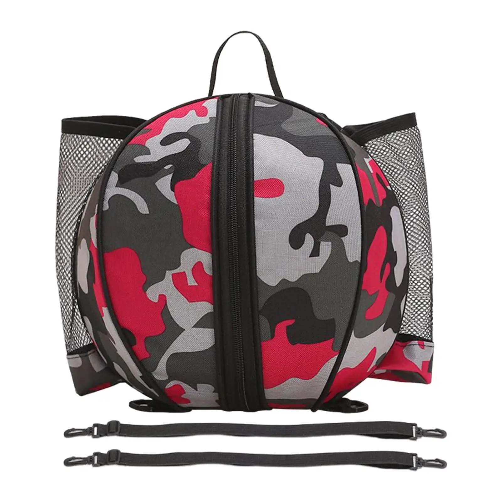 Gym Equipment Basketball Ball Carrier Bag Adjustable Strap Mesh Water Bottle Holder for School