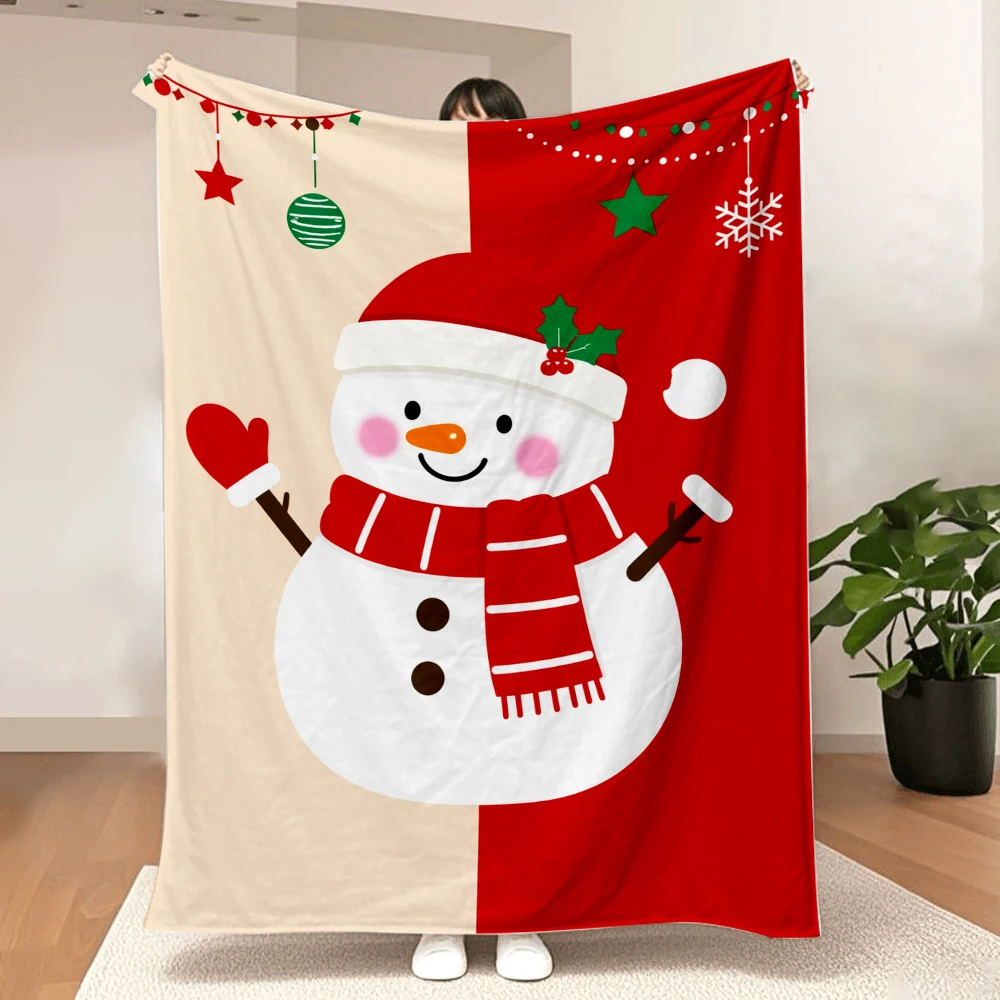 1PC Christmas Snowman Print Blanket — Made of soft, fluffy flannel, perfect for a sofa, bed, or lounge chair. Ideal for Christma