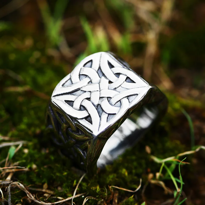 Beier New Design Celtic Knot Weave Viking Symbols Ring For Men Nordic Stainless Steel Odin Rings Amulet Jewelry