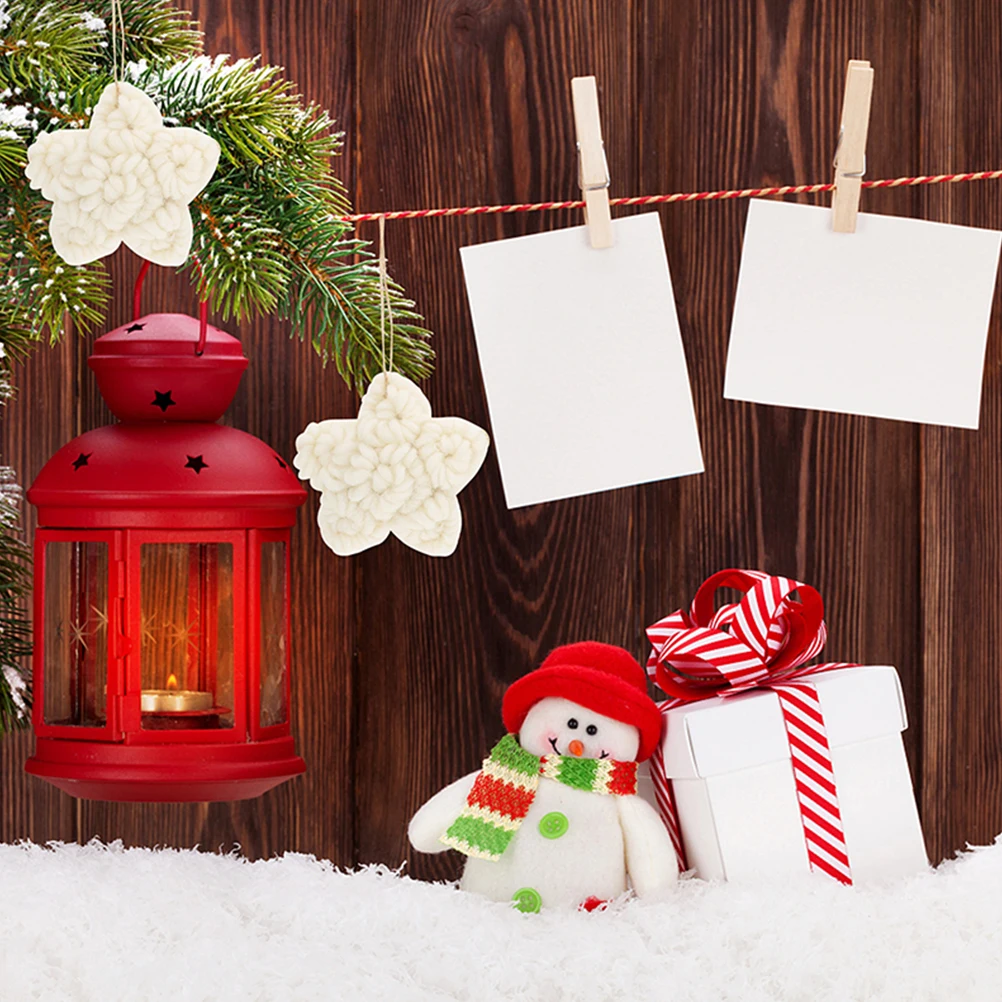 

6pcs Wool Star Hanging Ornaments Five-pointed Felt Decorations Christmas Tree Wall Fireplace DIY Craft New Year Props Child