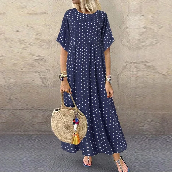 

Boho Maxi Dress Vintage Print Summer Half Sleeve Loose Dress Casual Plus Size Female Long Dress Big Swing Dresses Robe Vestidos