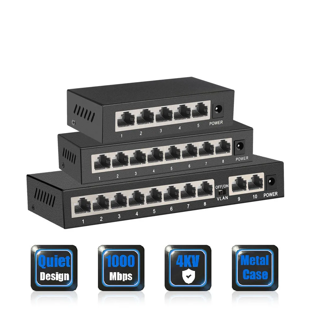 

Коммутатор Terow Ethernet Gigabit Switch 8 10 портов 1000 Мбит/с Неуправляемый сетевой коммутатор для Wi-Fi-маршрутизатора Ethernet-сплиттер RJ45 LAN-концентратор