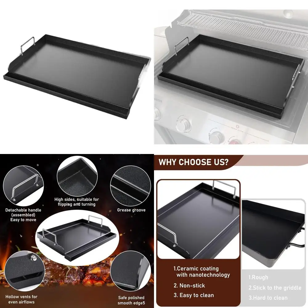 

25x16 Inch Gas Grill & Stovetop Nonstick Nanoceramic Griddle - Perfect for Camping & Teppanyaki Cooking