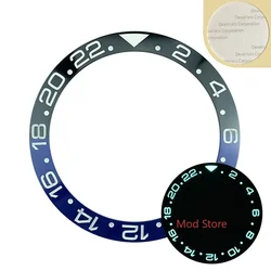 HOT 38mm GMT Black/Blue White Writing Ceramic Bezel Insert Set For GMT Watch Sloping Design Super Blue Luminous