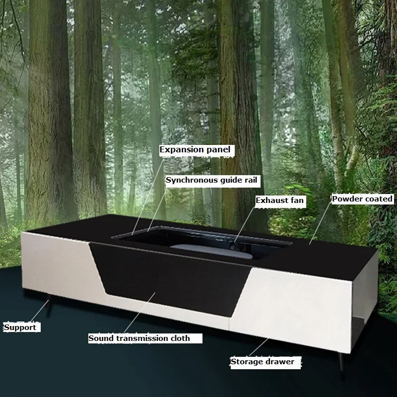 أثاث منزلي لغرفة المعيشة مزود بمحرك حامل تلفزيون ليزر مع خزانة متكاملة لشاشة عرض