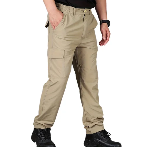 Imagen 1 del producto Pantalones informales para hombre, pantalones Cargo con múltiples bolsillos de verano, pantalones finos de secado rápido, pantalones largos transpirables para entrenamiento de senderismo al aire libre, novedad