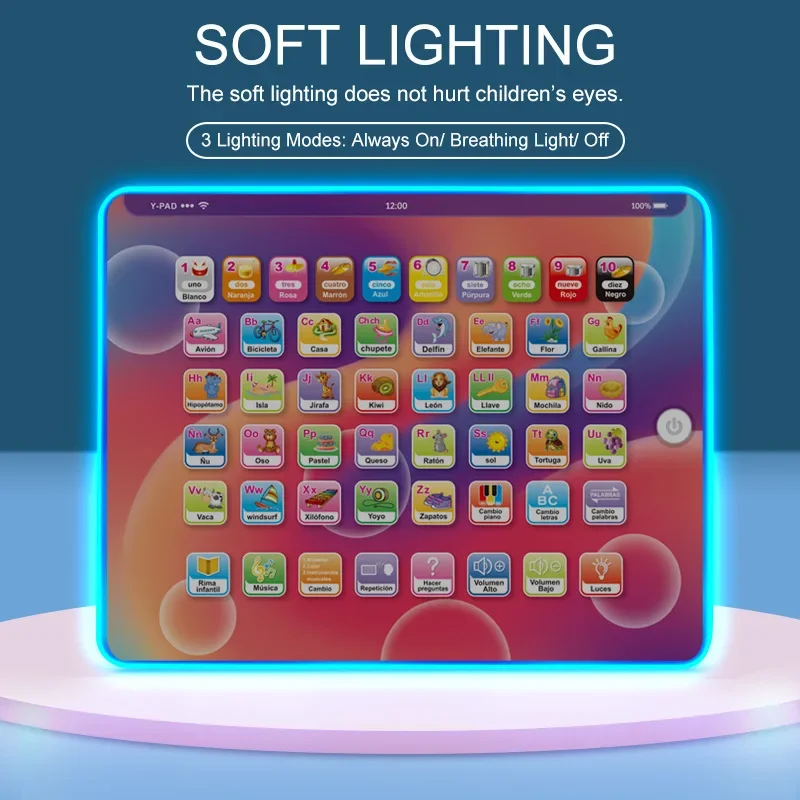 Máquina de aprendizaje español con pantalla táctil rusa, máquina de lectura de puntos, tabletas para niños, juguetes educativos de aprendizaje