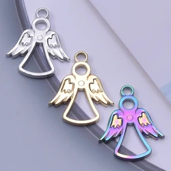 5pcs Cute Hollow Angel Charms for Jewelry Making Stainless Steel Silver Color Pendant DIY Necklace Jewelry Accessories Materials