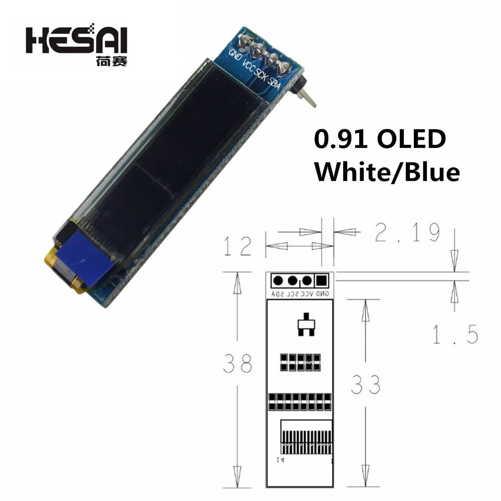 0.91 inch 12832 White And Blue Color 128X32 OLED LCD LED Display Module 0.91 IIC Communicate for arduino Diy Kit