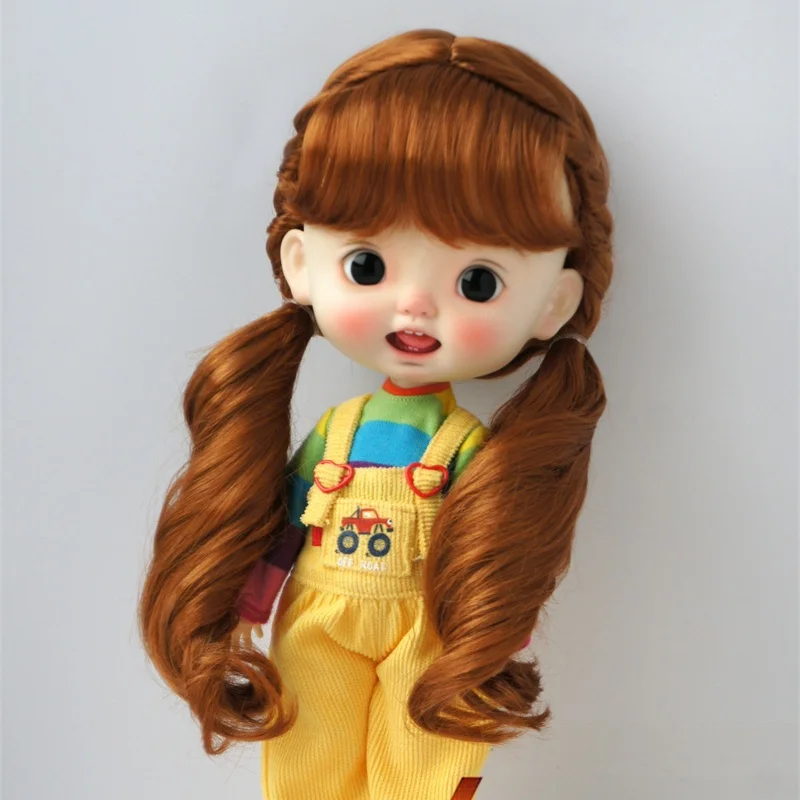 JD786 Lady Side Braids Long Jubilee Twin Pony Synthetic Mohair BJD Doll Wigs  Full sizes Doll Accessories